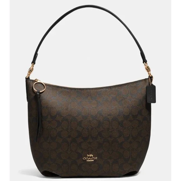 Coach Brown/Black Monogram Skylar Canvas Hobo Bag 👜